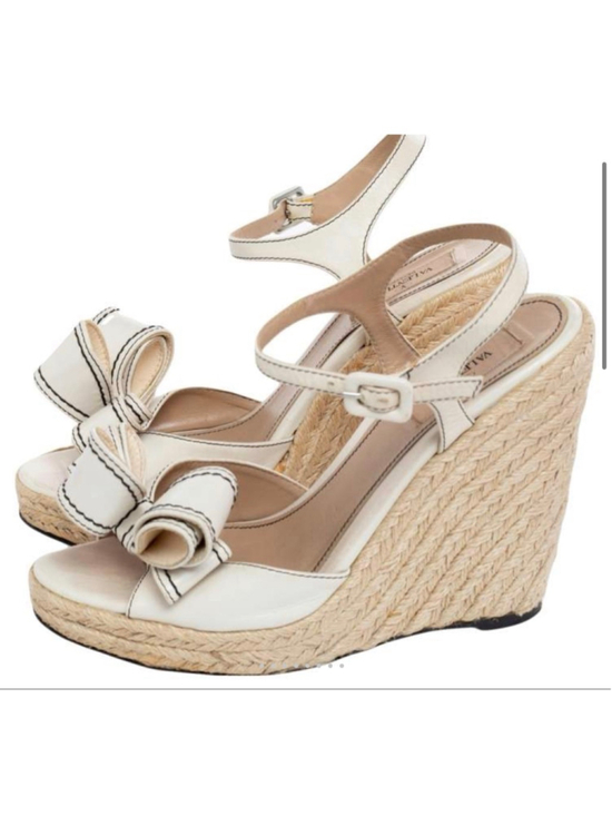 Valentino Shoes - EUC Valentino White Leather Bow Espadrille Wedges Size 40/9-9.5-10